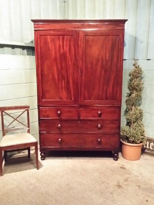 Antique Regency Mahogany Linen Press C1820