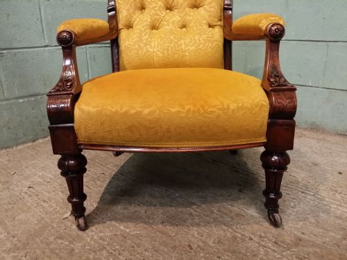 fig 1. Antique Victorian Walnut Easy Armchair c1880