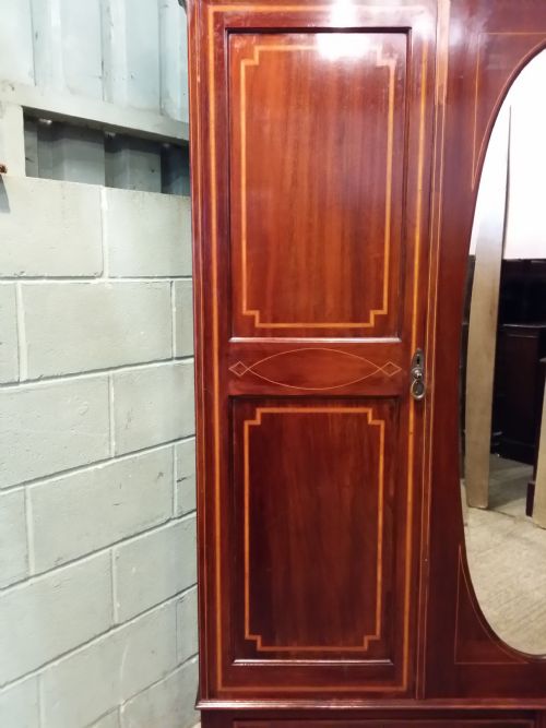 fig 1. Antique Edwardian Mahogany Small Triple Wardrobe c1900