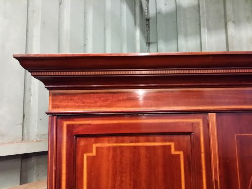 fig 2. Antique Edwardian Mahogany Small Triple Wardrobe c1900