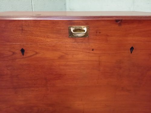 fig 1. Antique Edwardian Teak Blanket Box Chest c1900