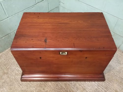 fig 2. Antique Edwardian Teak Blanket Box Chest c1900