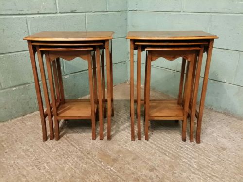 fig 1. PAIR BURR WALNUT NEST OF TABLES C1920
