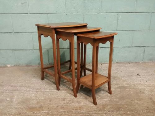fig 2. PAIR BURR WALNUT NEST OF TABLES C1920