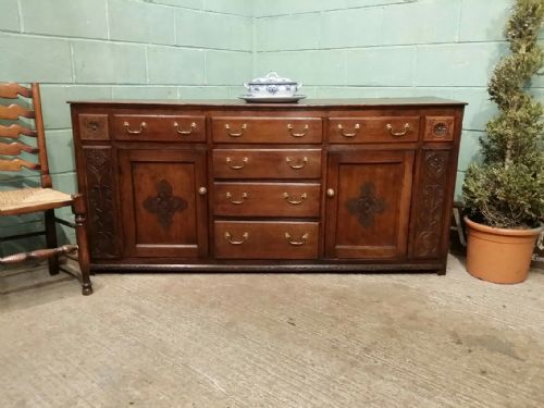 Antique Georgian Carved Oak Sideboard Dresser Base C1780