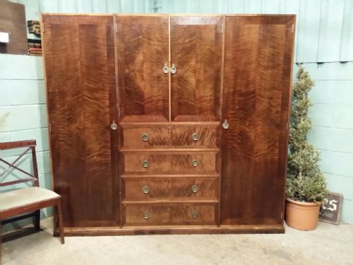 Antique Arts & Crafts Liberty & Co Triple Wardrobe Compactum C1905
