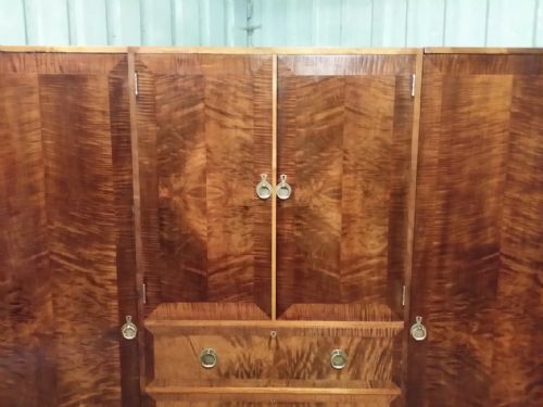 fig 1. ANTIQUE ARTS & CRAFTS LIBERTY & CO TRIPLE WARDROBE COMPACTUM C1905