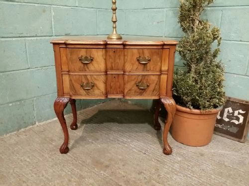 Antique Edwardian Burr Walnut Serpentine Small Chest Lowboy C1900