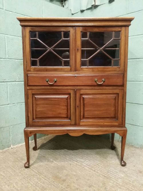 fig 1. ANTIQUE EDWARDIAN MAHOGANY ASTRAGAL GLAZED CABINET C1900