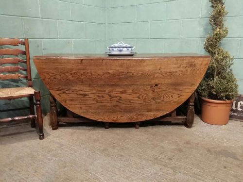 Antique Large Country Oak Plank Top Gateleg Dining Table C1900
seats 8  - 10 People