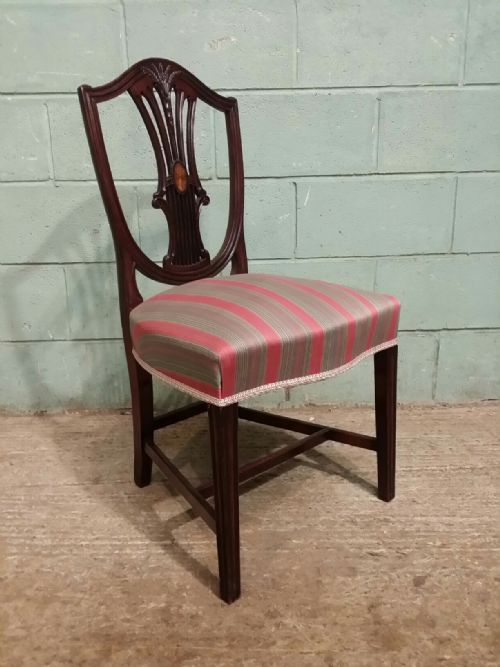 fig 2. ANTIQUE EDWARDIAN MAHOGANY SET OF EIGHT SHIELD BACK (wheatsheaf design) DINING CHAIRS C1900