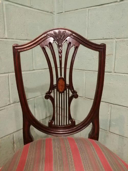 fig 3. ANTIQUE EDWARDIAN MAHOGANY SET OF EIGHT SHIELD BACK (wheatsheaf design) DINING CHAIRS C1900