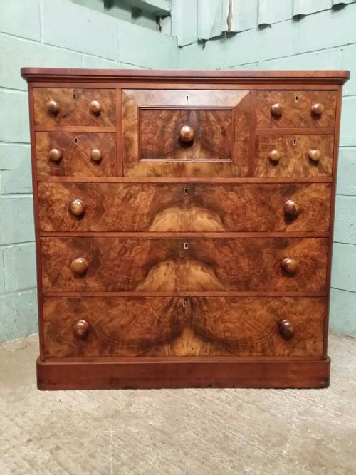 fig 1. ANTIQUE VICTORIAN BURR WALNUT CHEST OF DRAWERS C1880