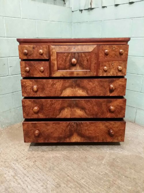 fig 2. ANTIQUE VICTORIAN BURR WALNUT CHEST OF DRAWERS C1880