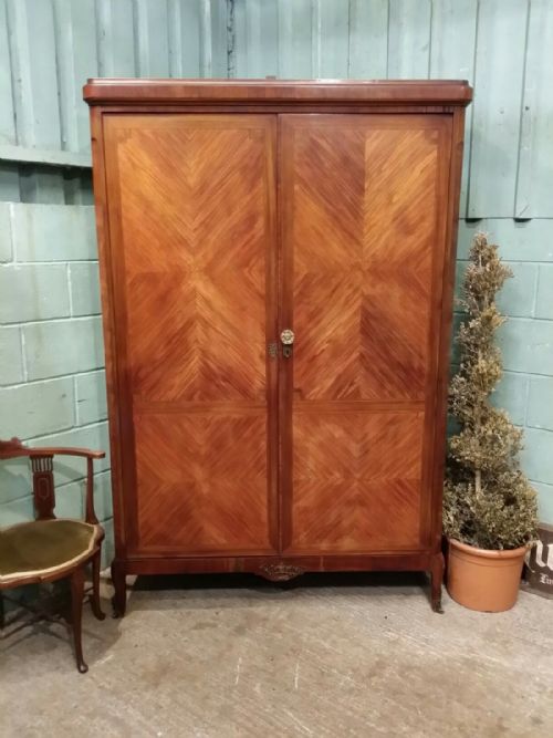Antique French Mahogany & Walnut Ormolu Armoire C1900
