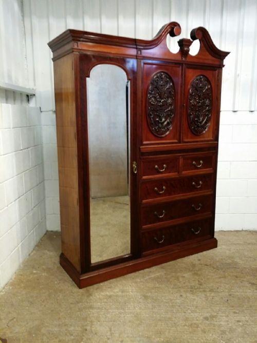 fig 2. ANTIQUE VICTORIAN MAHOGANY PLUM PUDDING COMBINATION WARDROBE C1880