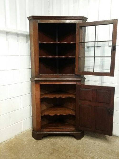 fig 1. ANTIQUE GEORGIAN OAK FULL HEIGHT CORNER CUPBOARD C1780