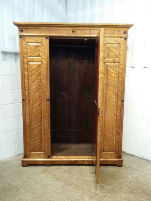 fig 2. ANTIQUE VICTORIAN LARGE SATIN BIRCH DOUBLE WARDROBE C1880