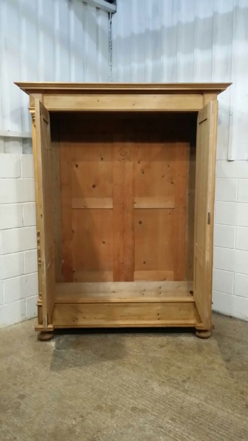 fig 1. ANTIQUE FLEMISH WAXED PINE DOUBLE WARDROBE C1870