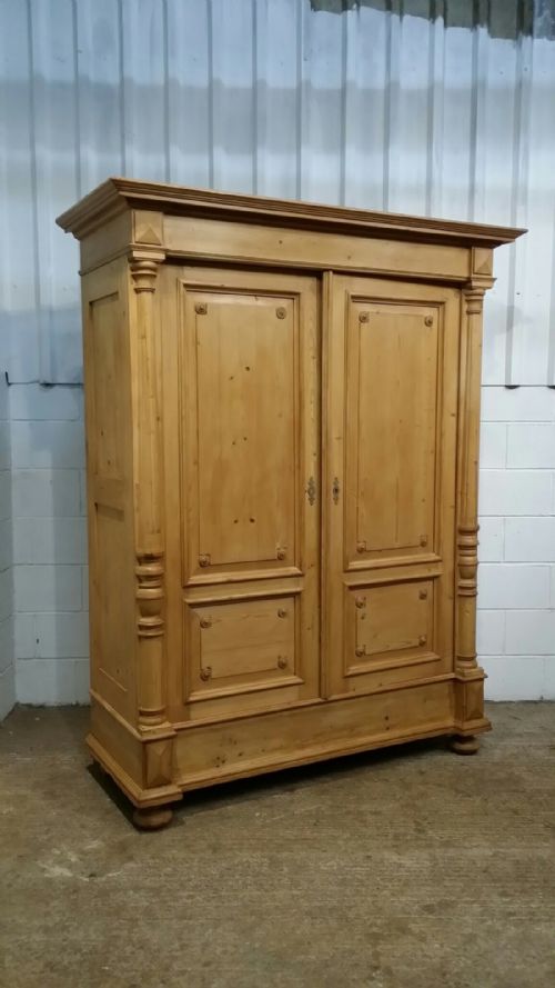 fig 1. ANTIQUE FLEMISH WAXED PINE DOUBLE WARDROBE C1870