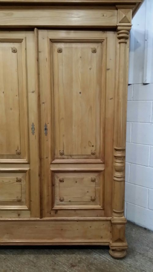 fig 2. ANTIQUE FLEMISH WAXED PINE DOUBLE WARDROBE C1870