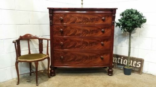 Antique Victorian Mahigany Bow Front Chest of Drawers C1880