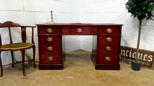 Antique Victorian Mahogany Twin Pedastal Desk C1880