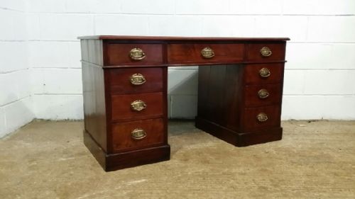 fig 2. ANTIQUE VICTORIAN MAHOGANY TWIN PEDASTAL DESK C1880
