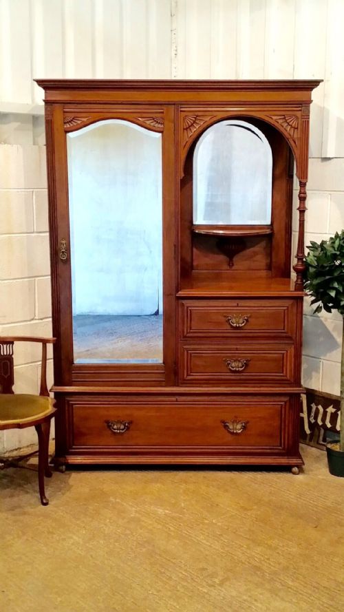 Antique Edwardian Mahogany Combination Wardobe C1900