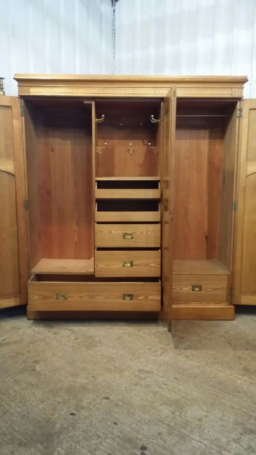 fig 1. ANTIQUE ASH ARTS & CRAFTS ,TRIPLE WARDROBE,