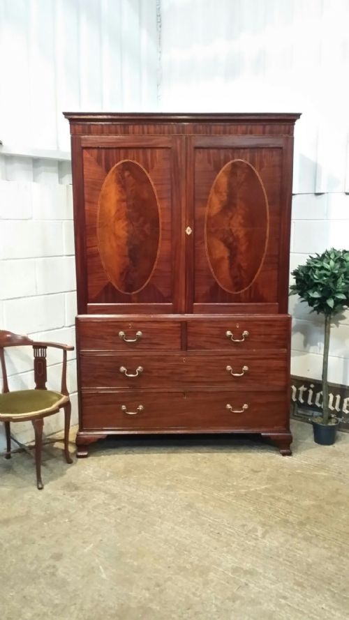 Antique Georgian Mahogany Clothes Press C1780
