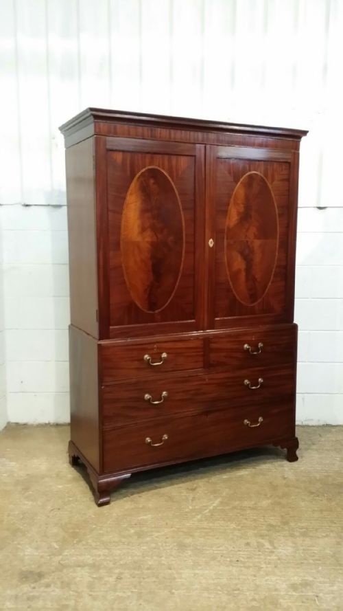 fig 1. ANTIQUE GEORGIAN MAHOGANY CLOTHES PRESS C1780
