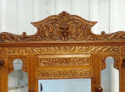 fig 2. ANTIQUE VICTORIAN LIGHT OAK CARVED GREEN MAN HALLSTAND. C1880