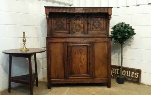 fig 1. ANTIQUE EARLY 18TH CENTURY PERIOD JOINED OAK COURT CUPBOARD C1740