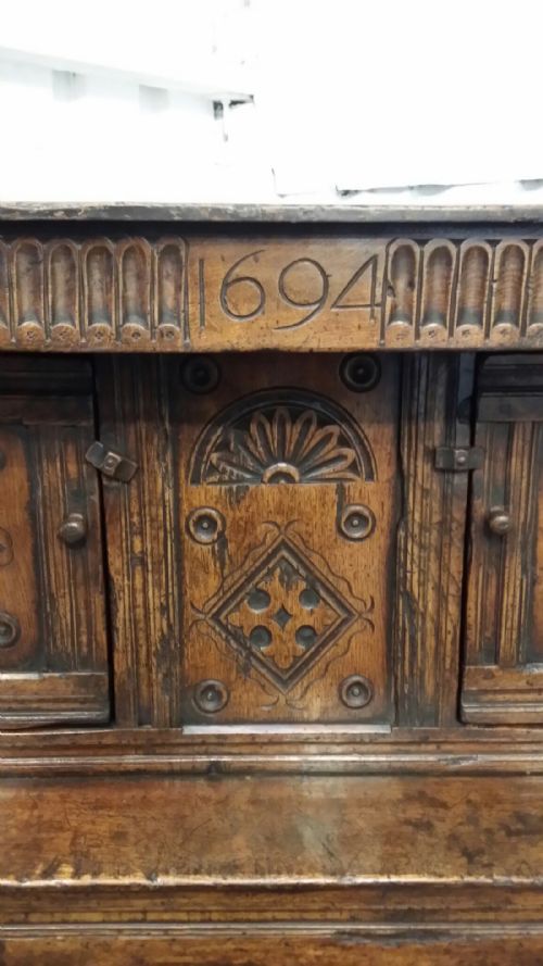 fig 2. ANTIQUE EARLY 18TH CENTURY PERIOD JOINED OAK COURT CUPBOARD C1740