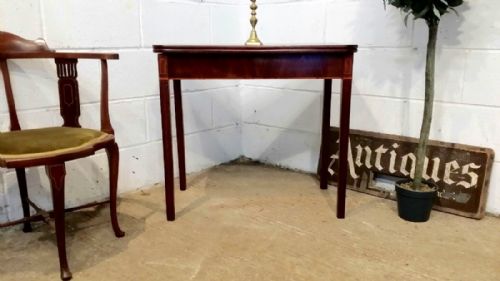Antique Regency Mahogany Inlaid Fold Over Tea Table C1820