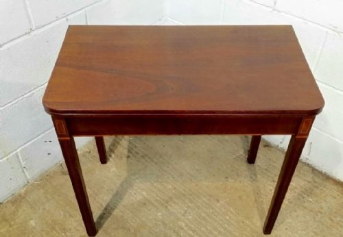 fig 1. ANTIQUE REGENCY MAHOGANY INLAID FOLD OVER TEA TABLE C1820