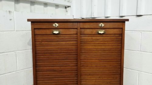 fig 2. ANTIQUE DOUBLE TAMBOR FRONT OAK FILING CABINET C1920