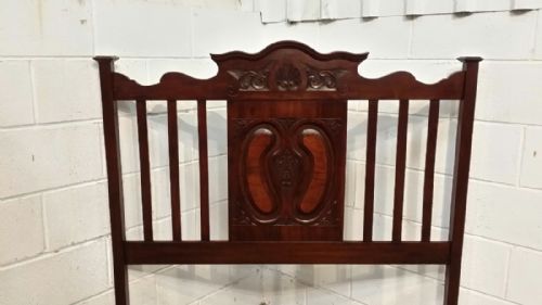 fig 1. ANTIQUE VICTORIAN ART NOUVEAU MAHOGANY AND WALNUT DOUBLE BED C1890