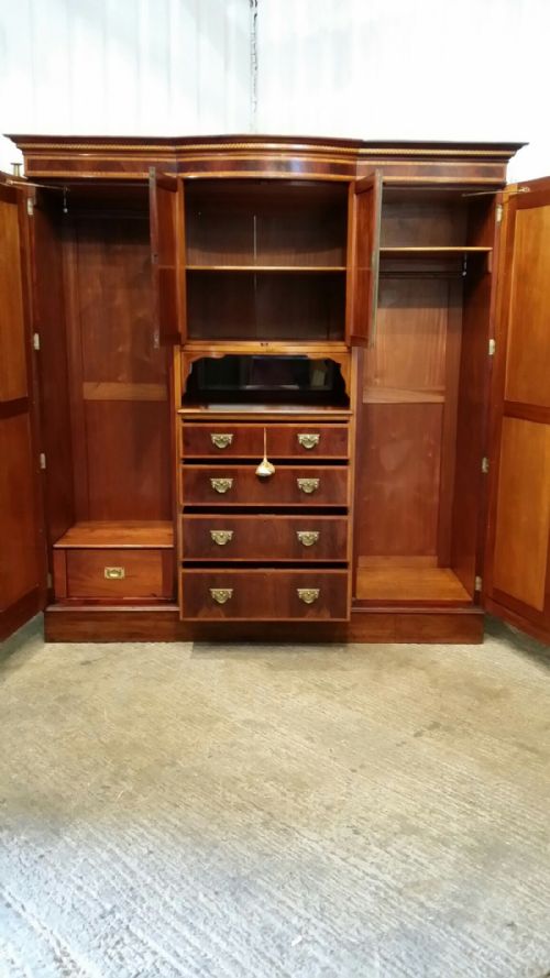 fig 2. ANTIQUE LATE VICTORIAN INLAID MAHOGANY TRIPLE WARDROBE COMPACTUM C1890