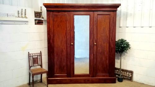 Antique Victorian Mahogany Triple Wardobe Compactum C1880