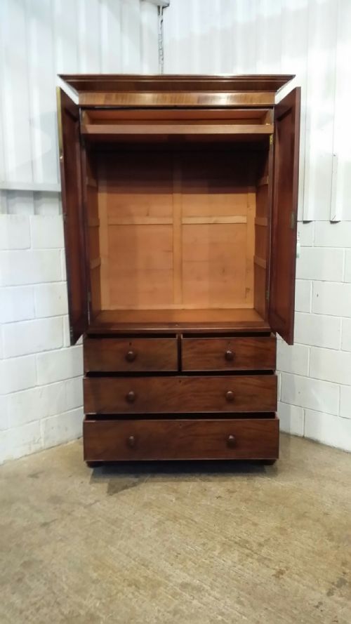 fig 2. ANTIQUE WILLIAM 1V TALL MAHOGANY CLOTHES PRESS C1830