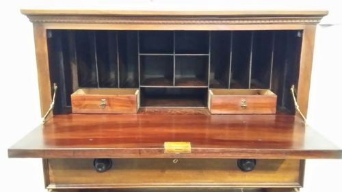 fig 1. ANTIQUE LATE VICTORIAN MAHOGANY TALL SECRETAIRE CHEST OF DRAWERS C1890