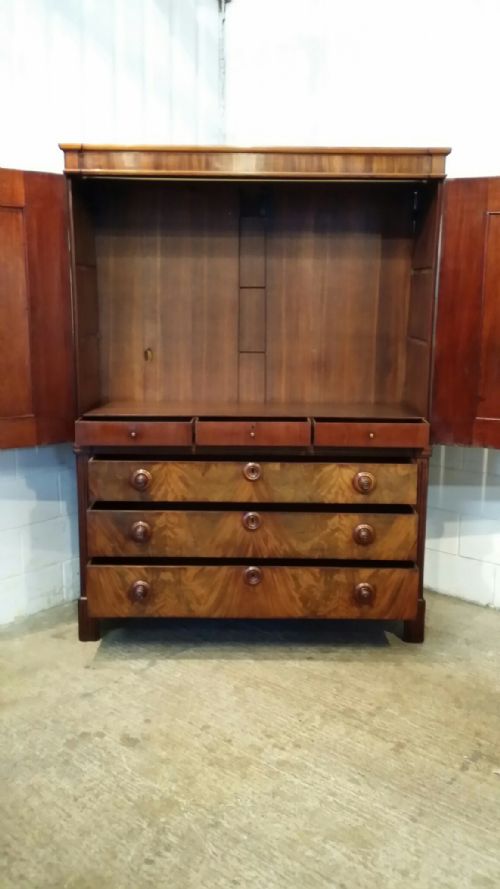 fig 1. ANTIQUE EARLY 19TH CENTURY FRENCH MAHIGANY CLOTHES PRESS C1830