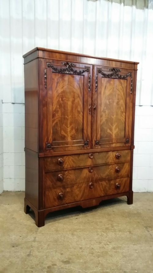 fig 2. ANTIQUE EARLY 19TH CENTURY FRENCH MAHIGANY CLOTHES PRESS C1830
