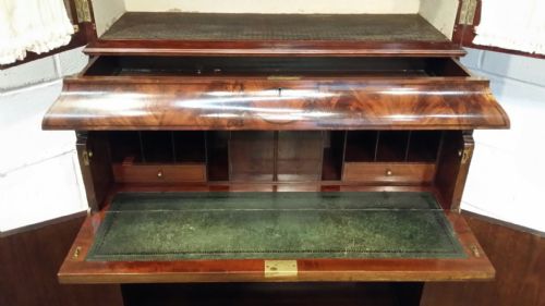 fig 1. ANTIQUE EDWARDIAN MAHOGANY TALL & NARROW  SECRETAIRE BOOKCASE C1900