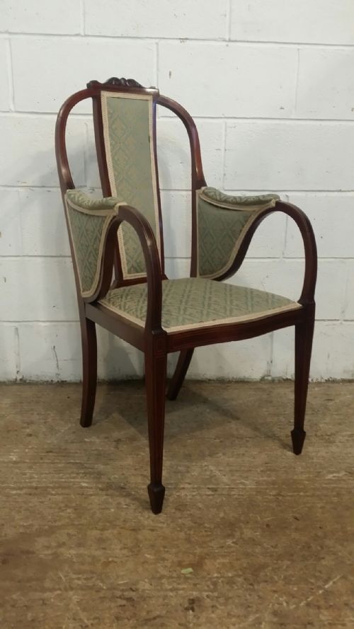 Antique Edwardian Aesthetic Mahogany Library Desk Chair C1900