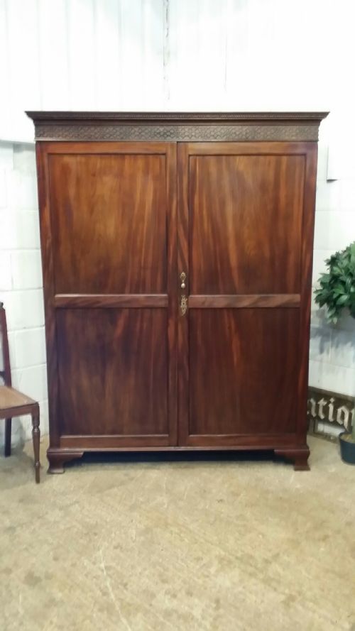 Antique Regency Mahogany Low Double Wardrobe 73" High C1820