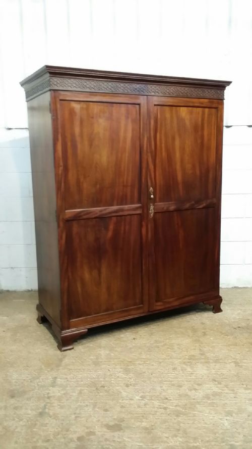 fig 1. ANTIQUE REGENCY MAHOGANY LOW DOUBLE WARDROBE 73