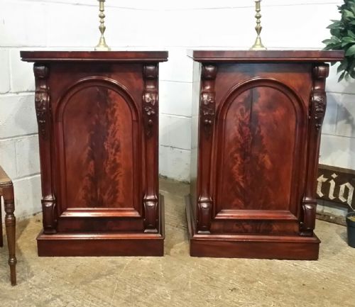 Antique Pair Victorian Mahogany Pedastal Cabinets C1880